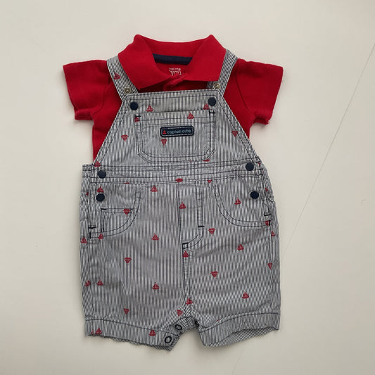Carters Captain Cutie Overall Shorts And Polo Shirt Baby Boy 3M