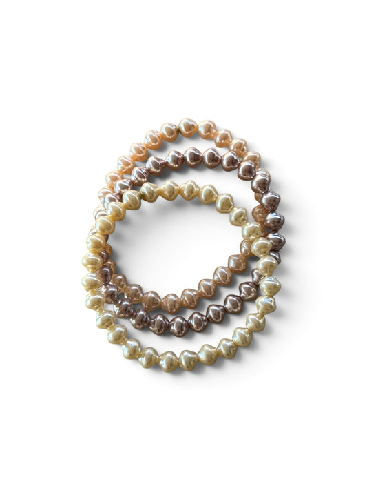 Multi-Color Triple Strand Cultured Pearl Bracelet