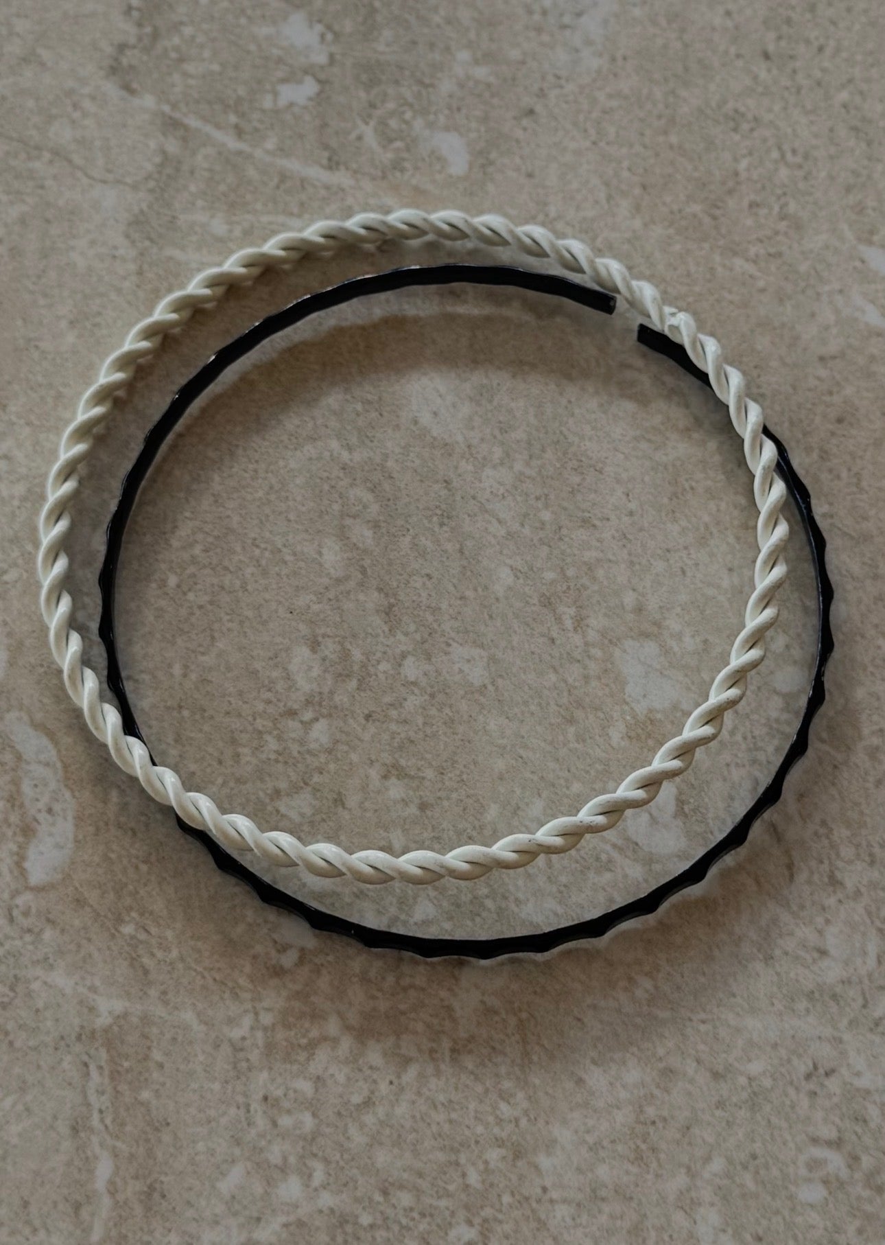Black and white twisted style bangles 2(5/8)” diameter