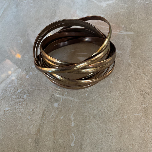 Vintage Brass Interconnected Bangle 9 Set Size 2 3/4 inches