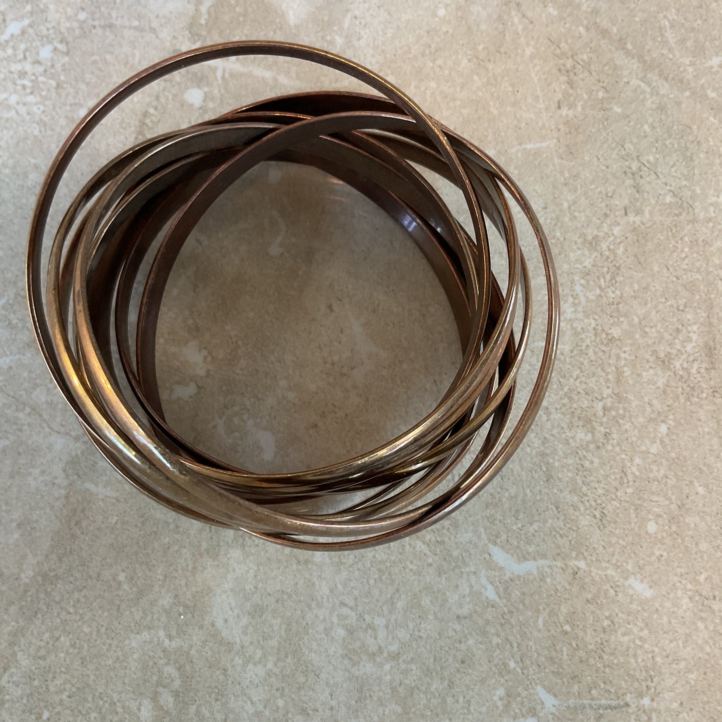 Vintage Brass Interconnected Bangle 9 Set Size 2 3/4 inches