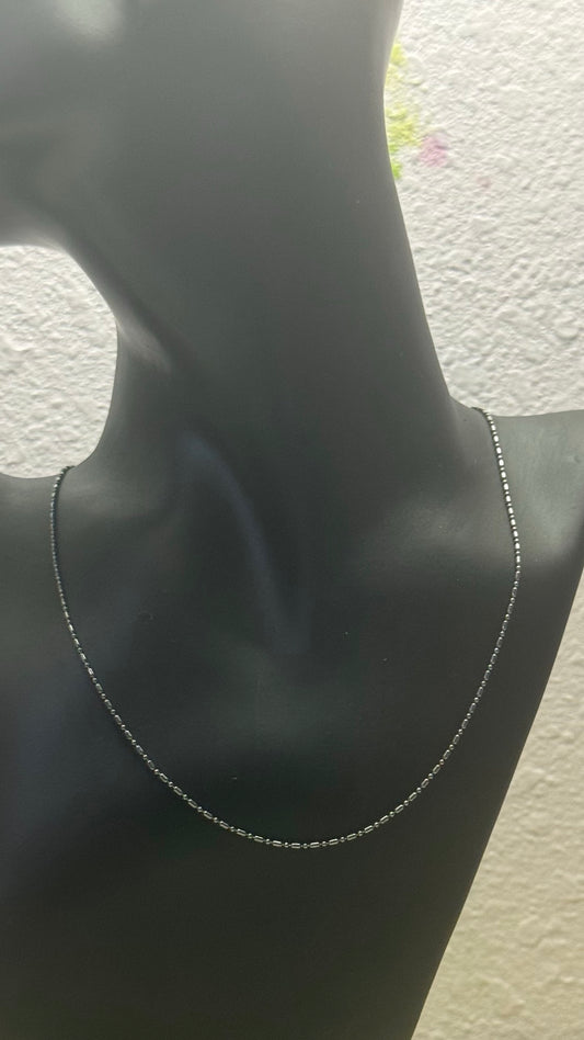 Dainty Rhodium-Plated Sterling Silver Ball & Bar Chain Necklace – Elegant Minimalist Everyday Chain 16” length