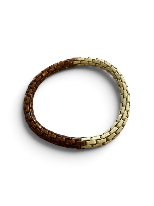 Two-Tone Brick-Link Stretch Bracelet