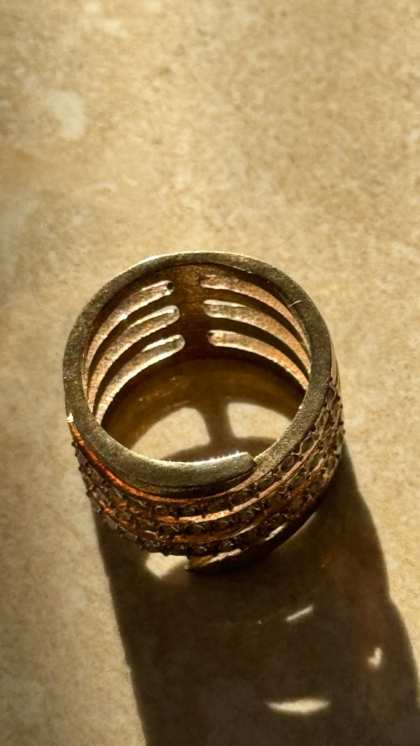Vintage rustic gold four layer ring 7(1/2)” size