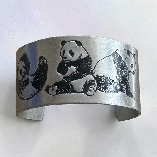 Vintage panda designed cuff bracelet 2(1/4)” inch