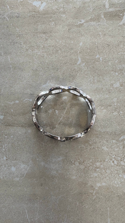 Vintage silver circled design cuff bracelet 2(1/2)” diameter