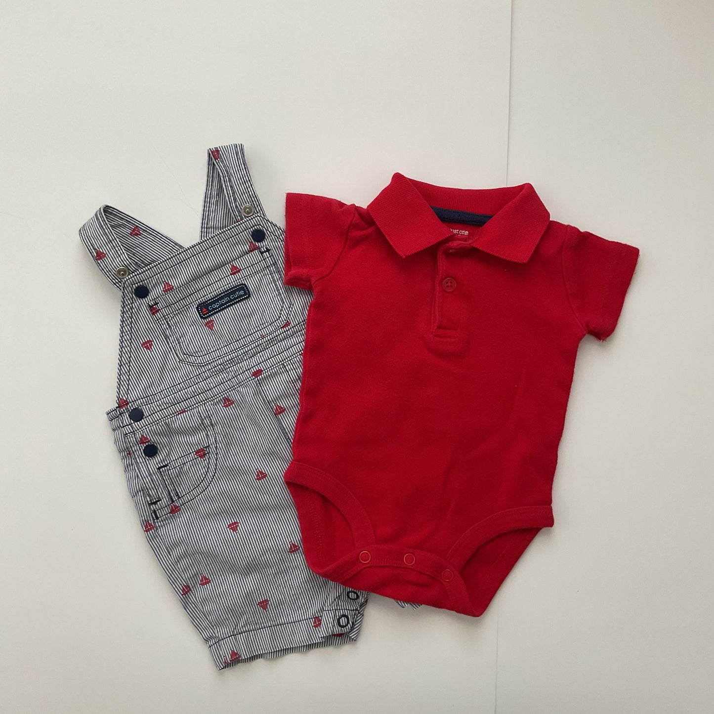 Carters Captain Cutie Overall Shorts And Polo Shirt Baby Boy 3M