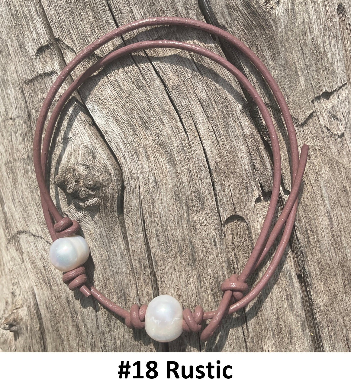 Single White Pearl Necklace, #18 Rustic Leather Cord