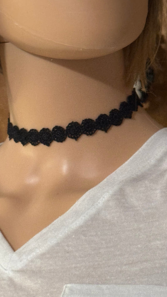 Black choker lace necklace 12” length adjustable