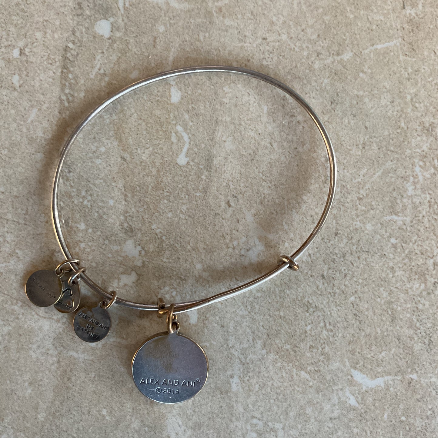 Alex And Ani Silver-tone Flower Charm Women’s Bangle.