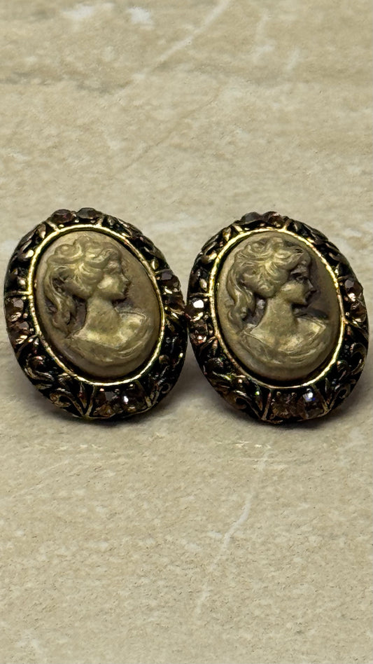 vintage Victorian Revival style cameo earring
