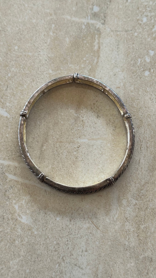 silver-tone segmented cable stretch bangle 2 (3/4)” diameter adjustable