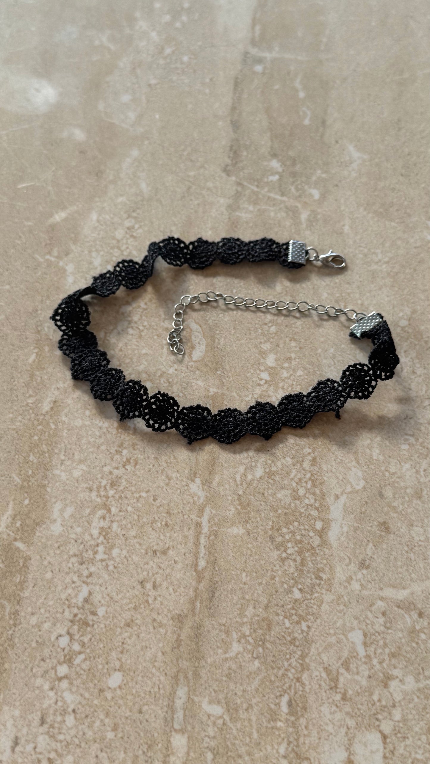 Black choker lace necklace 12” length adjustable