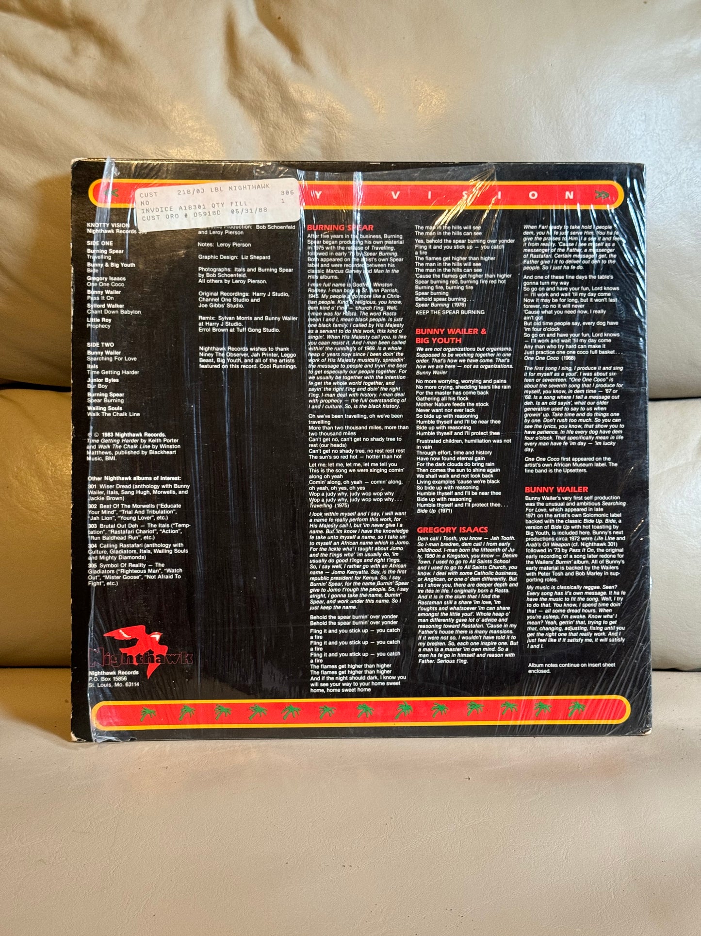 Knotty Vision LP Record (an Anthology of Rastafarian Roots Music)