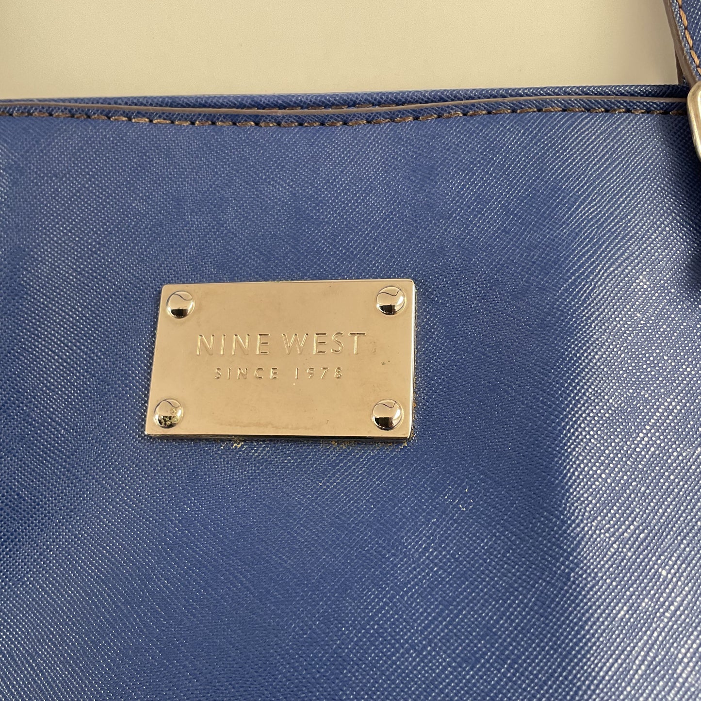 Nine West Blue Leatherette Shoulder Bag.
