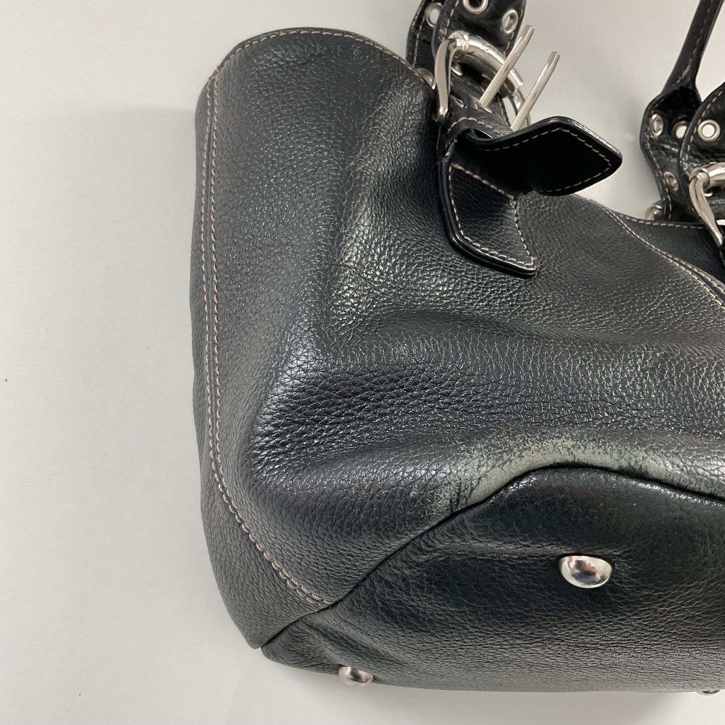 Vintage Tignanello Black Leather Hand Bag.