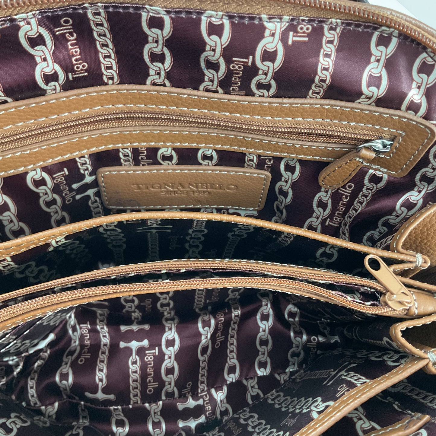 Vintage Tignanello Brown Leather Hand Bag.