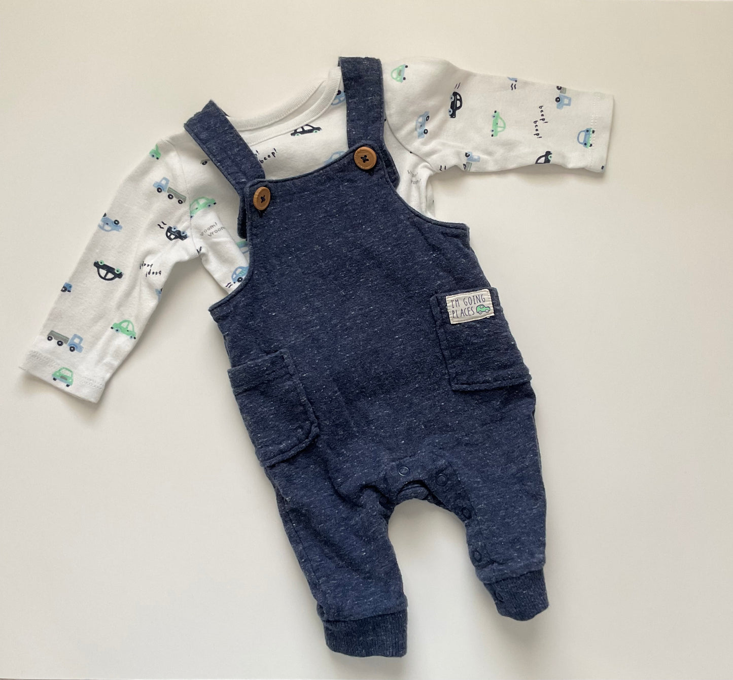 Carters Overall Pant And Long Sleeve Shirt Set Baby Boy Size 3 Months