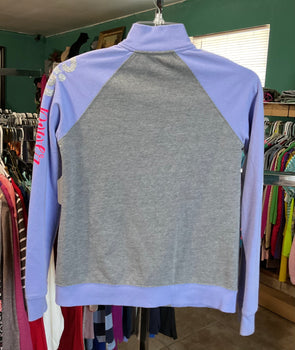 BCG Gray and Purple Zipper Girl Sweatshirt Size L(12-14)