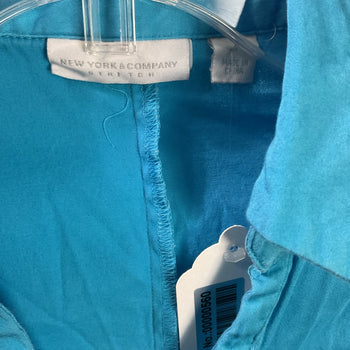 New York & Company Stretch Ocean Blue Fitted Women’s Blouse Size S