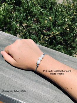 Leather And Triple Pearl BraceletLeather Pearl Bracelet, White Pearl Bracelet, Triple Pearl Leather Bracelet, Affordable Christmas Gift, Boho, June Birthstone, Gift For Her