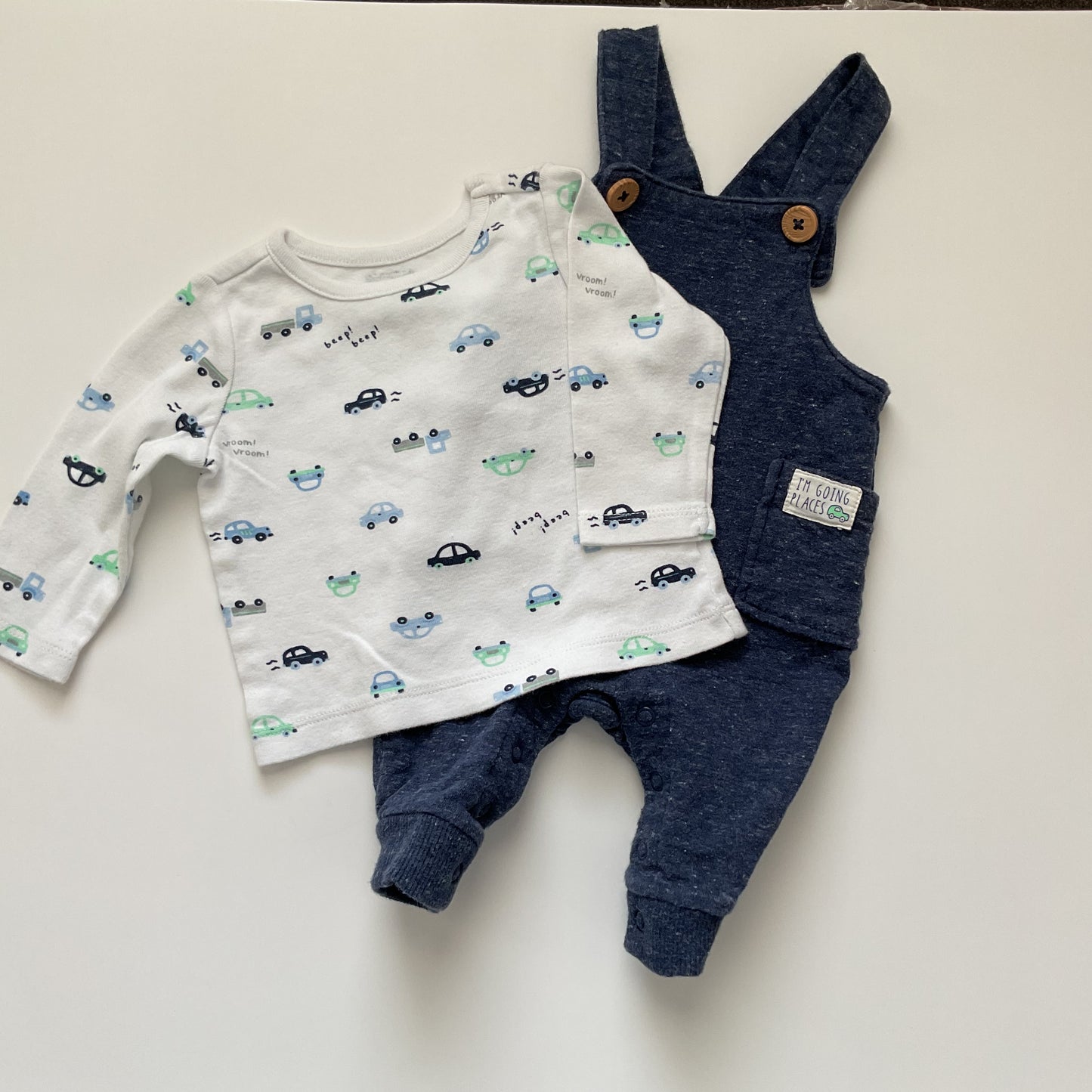 Carters Overall Pant And Long Sleeve Shirt Set Baby Boy Size 3 Months