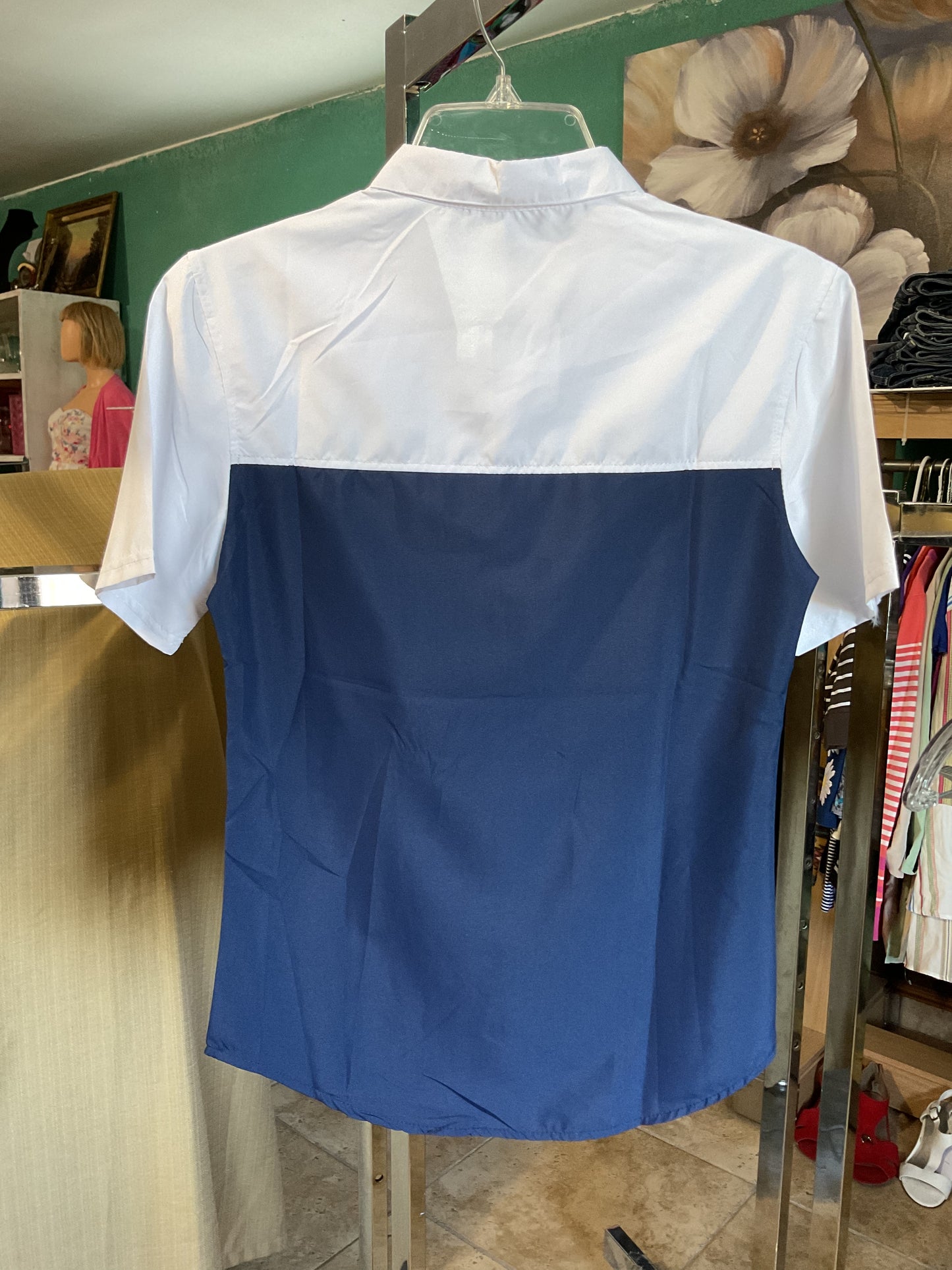 Lumbisi Button Down Color Block Misses Shirt Size M
