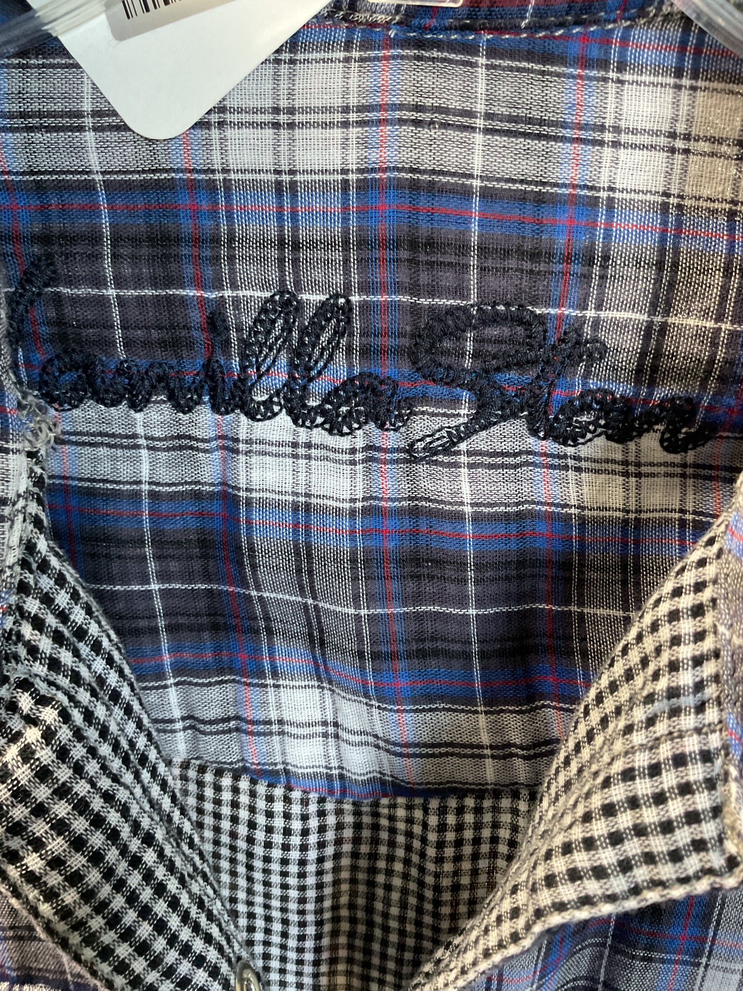 Vanilla Star Women’s Double Fabric Button Down Plaid Shirt Size L