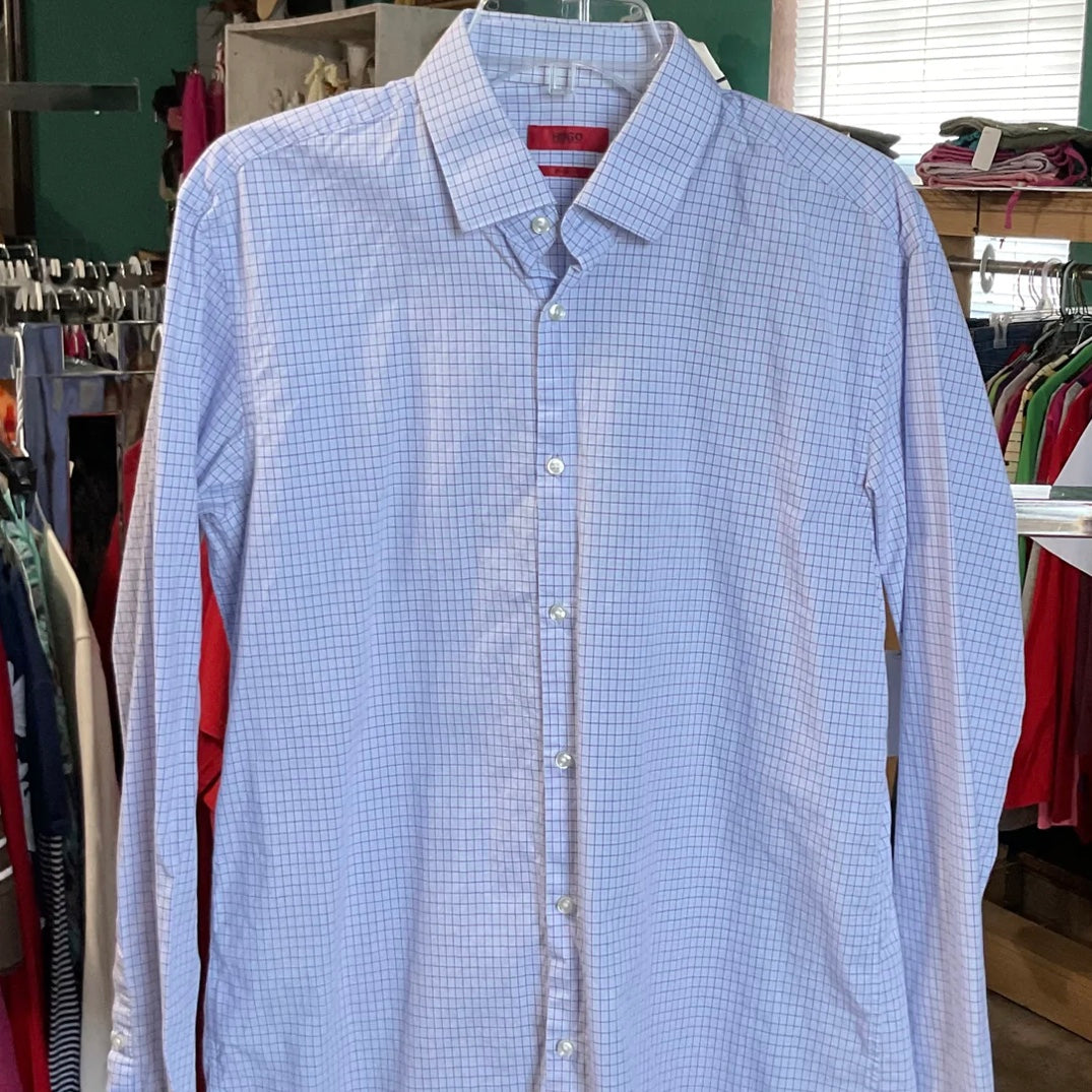 HUGO Hugo Boss Classic Blue Button Down Long Sleeve Shirt Size M