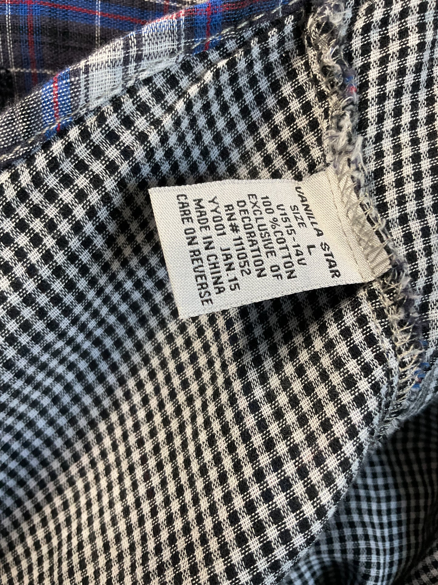 Vanilla Star Women’s Double Fabric Button Down Plaid Shirt Size L