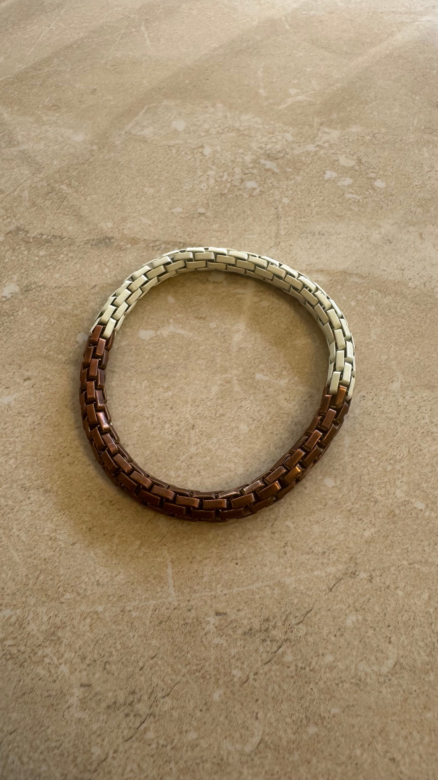 Two-Tone Brick-Link Stretch Bracelet