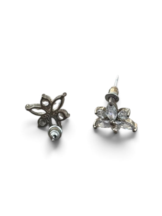 Vintage Rhinestone Marquise Flower Stud Earrings