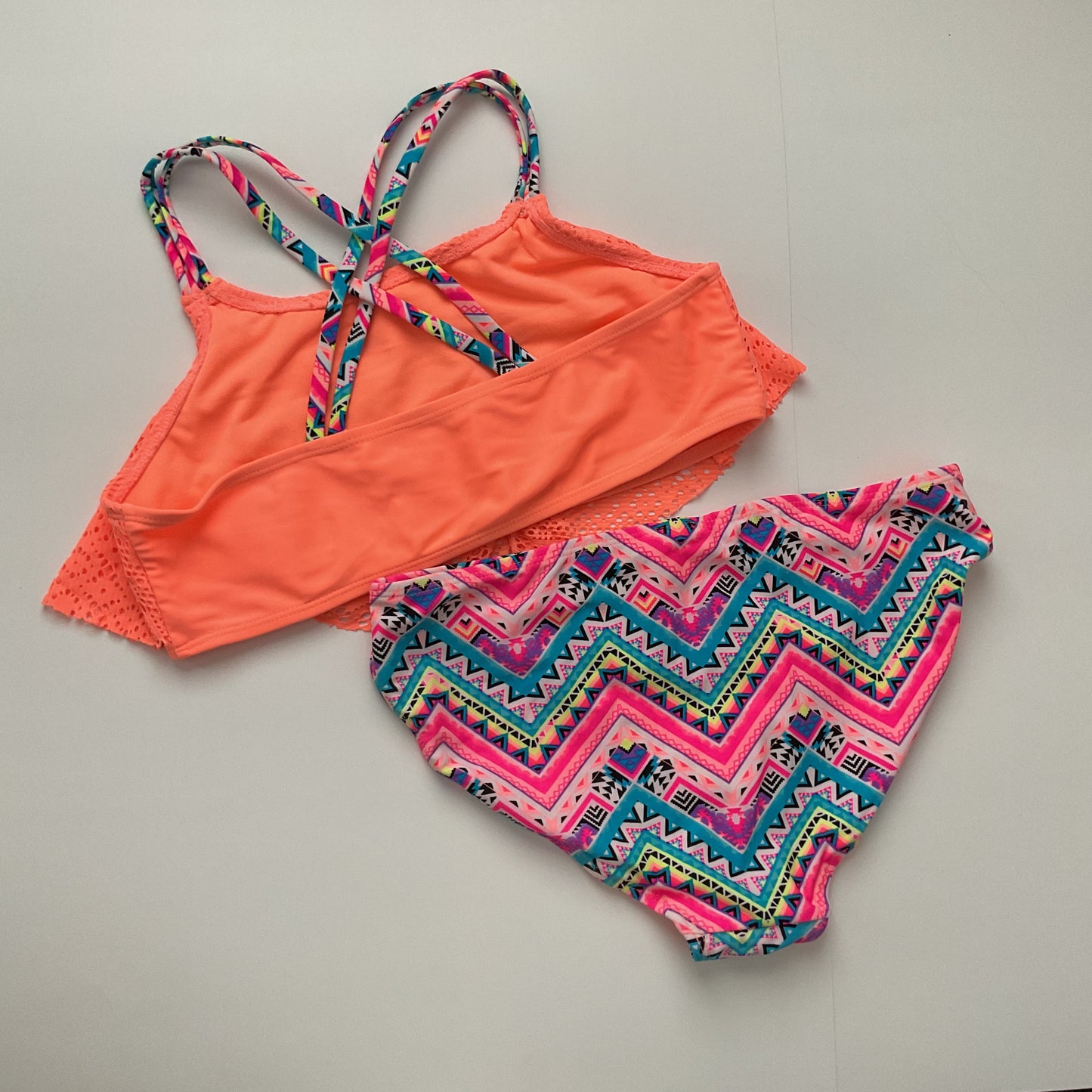 Wonder Nation Girls Swimming 2 Piece Set Size XL(14/16).