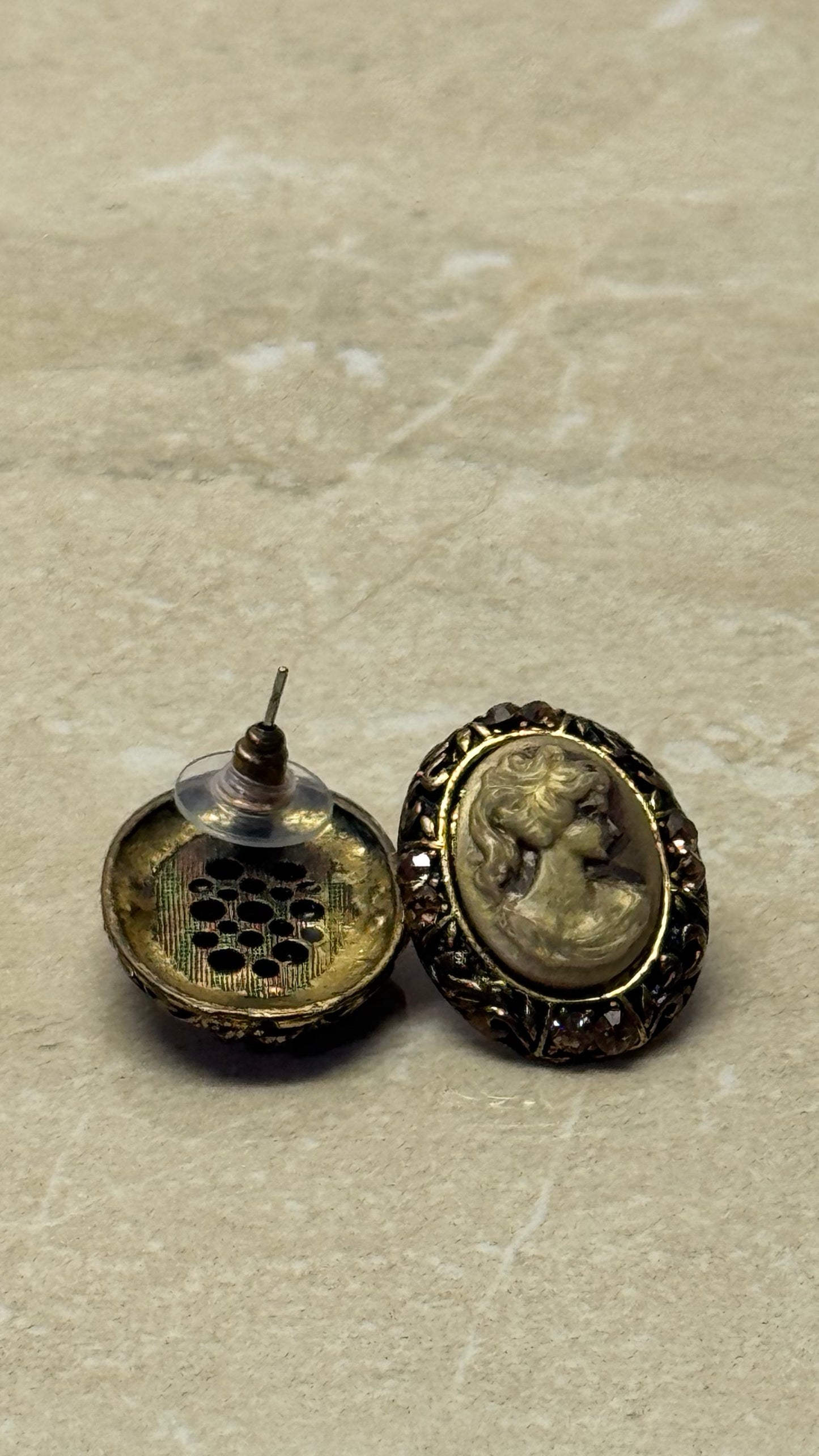 vintage Victorian Revival style cameo earring