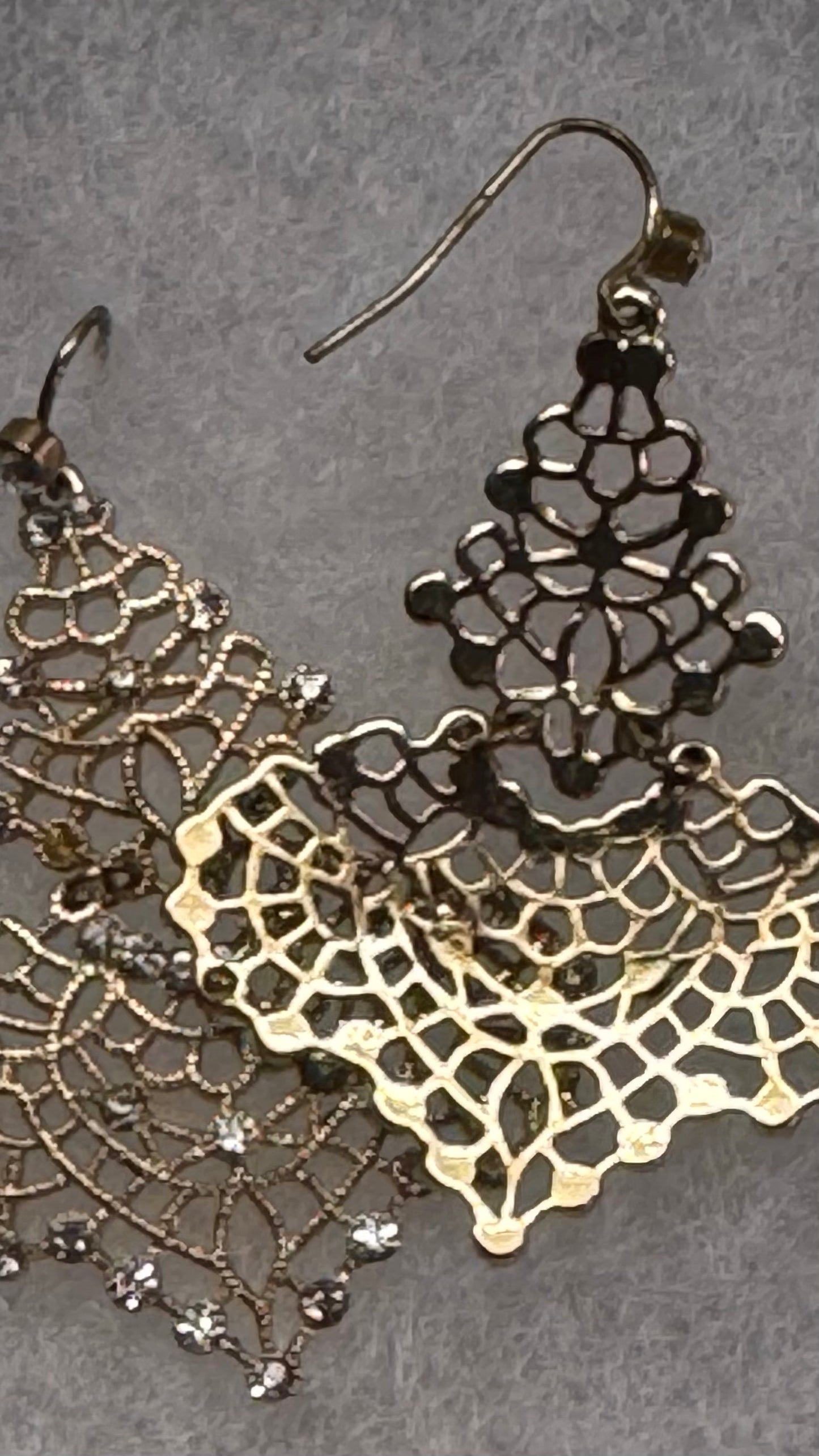 Vintage gold and diamond accent drop earrings