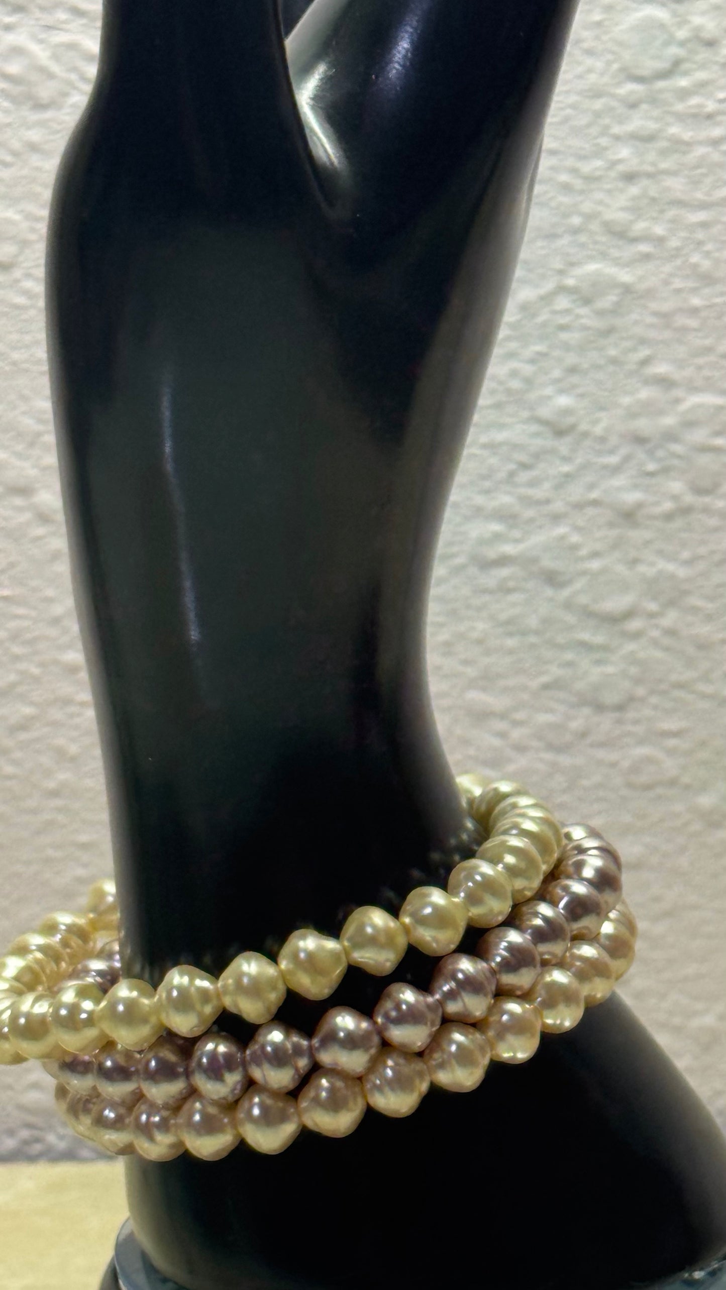 Multi-Color Triple Strand Cultured Pearl Bracelet
