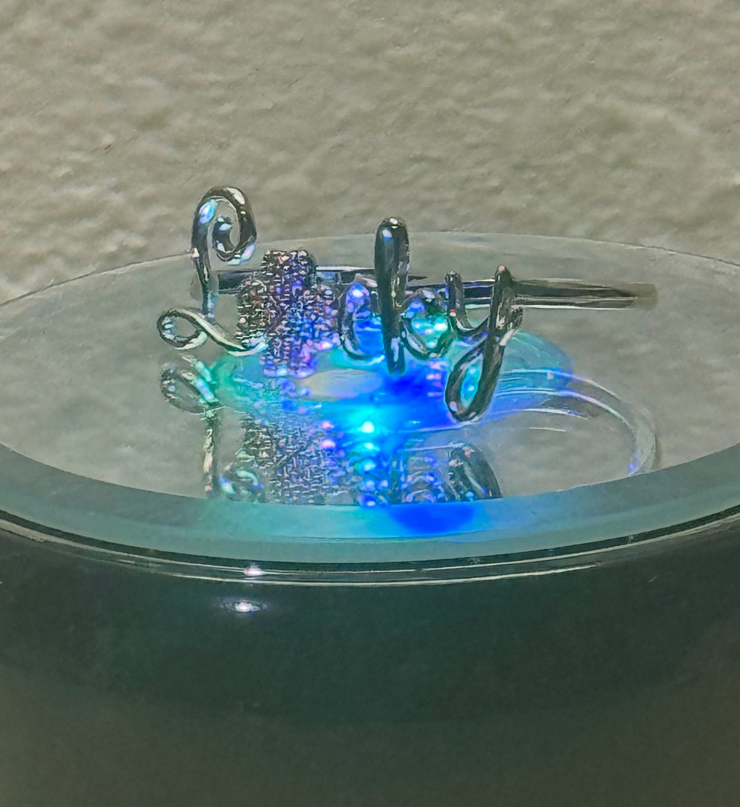 Palace Jewelers Two-Finger "Lucky" Script Ring with Pavé Four-Leaf Clover. SIVE 7 Sterling Silver