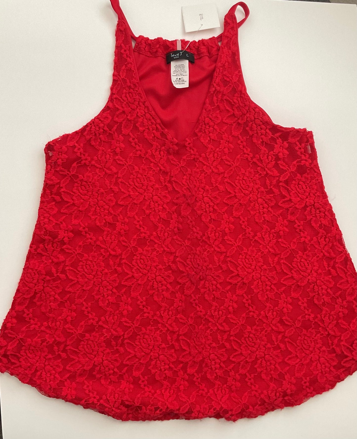 Love J Misses Sleeveless Lace Blouse Size L