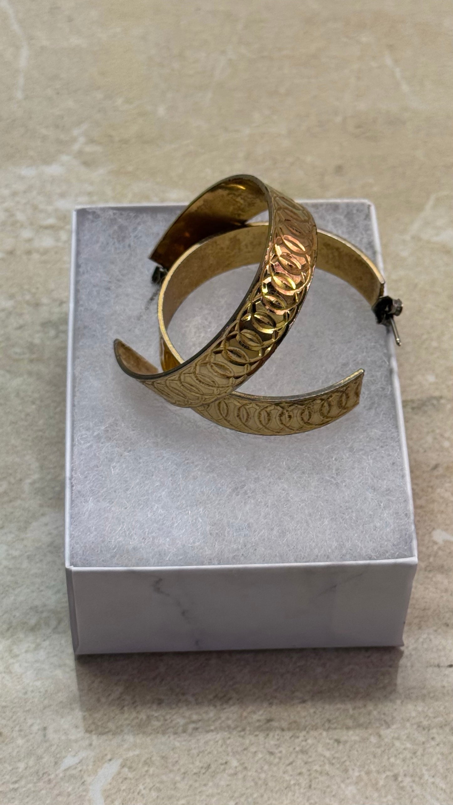 Vintage Gold thick hoop earrings