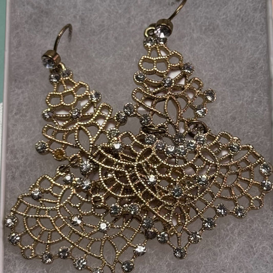 Vintage gold and diamond accent drop earrings