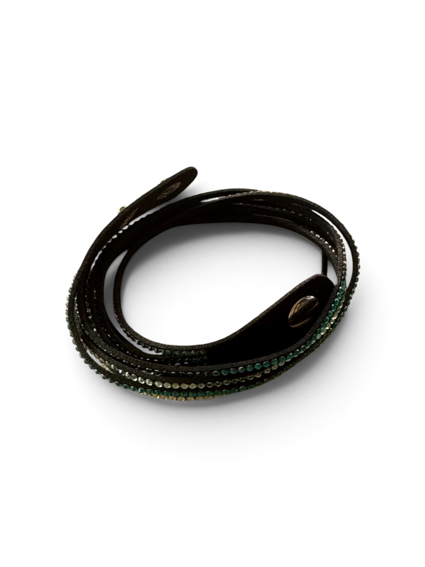 Boho Chic Multi-Strand Rhinestone & Leather Cord Layered Statement Choker12” length