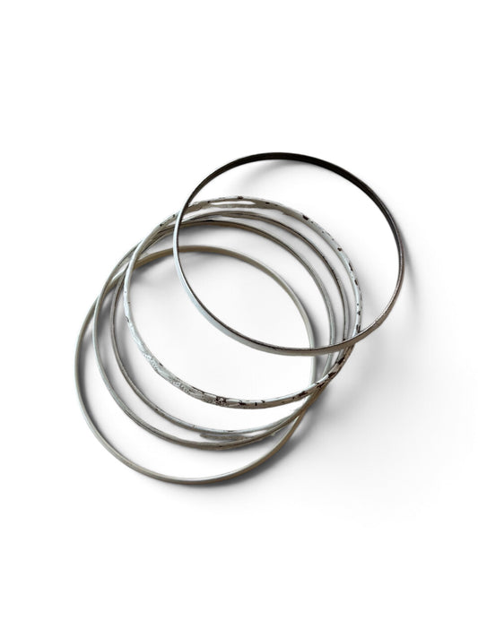 Silver bangles 5 piece 2(5/8)”diameter
