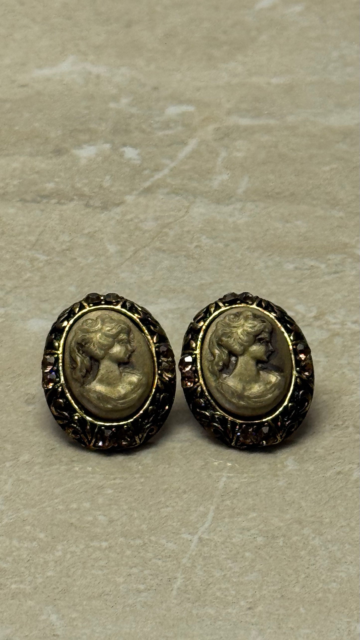 vintage Victorian Revival style cameo earring