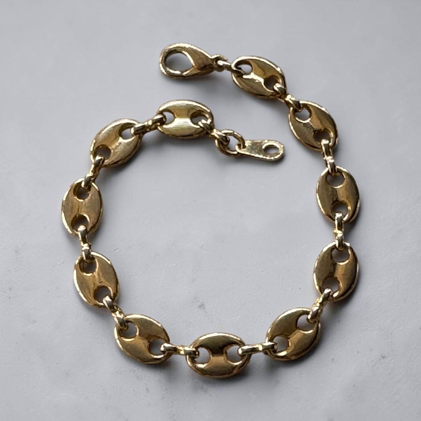 Vintage Givenchy Puffy Mariner "Gucci" Link Chain Gold-Plated Bracelet 7 inch size
