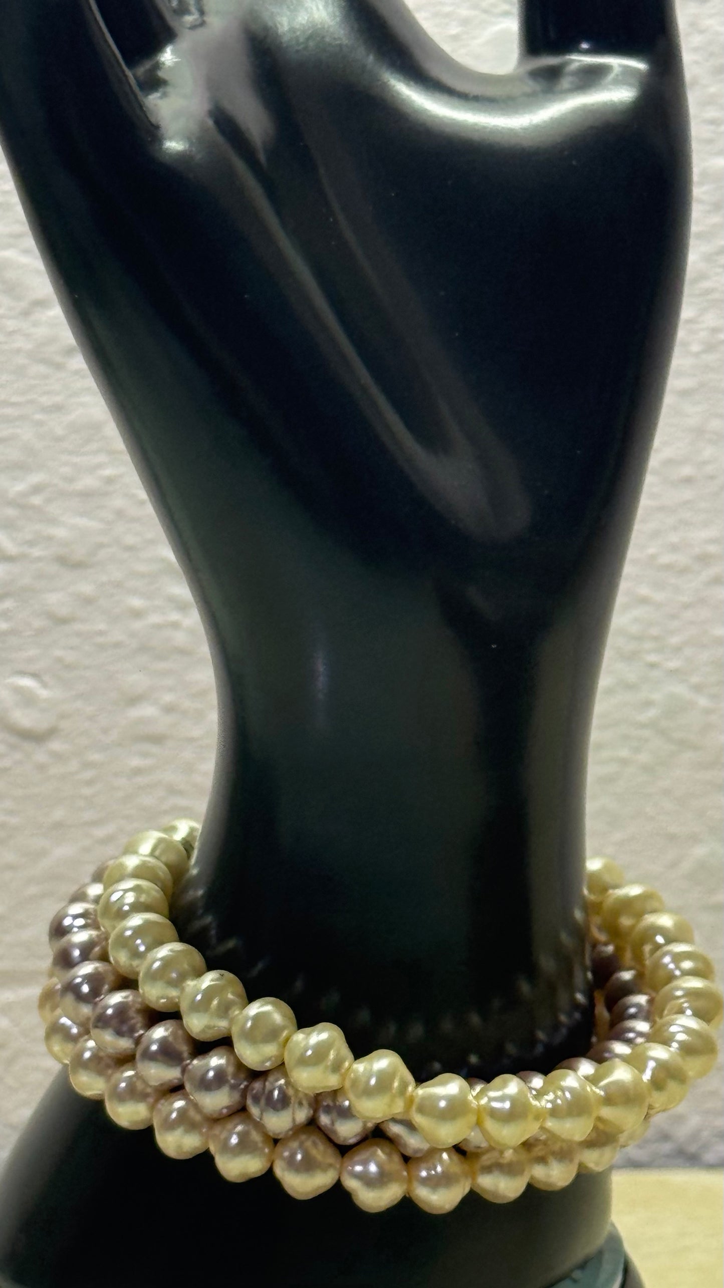 Multi-Color Triple Strand Cultured Pearl Bracelet