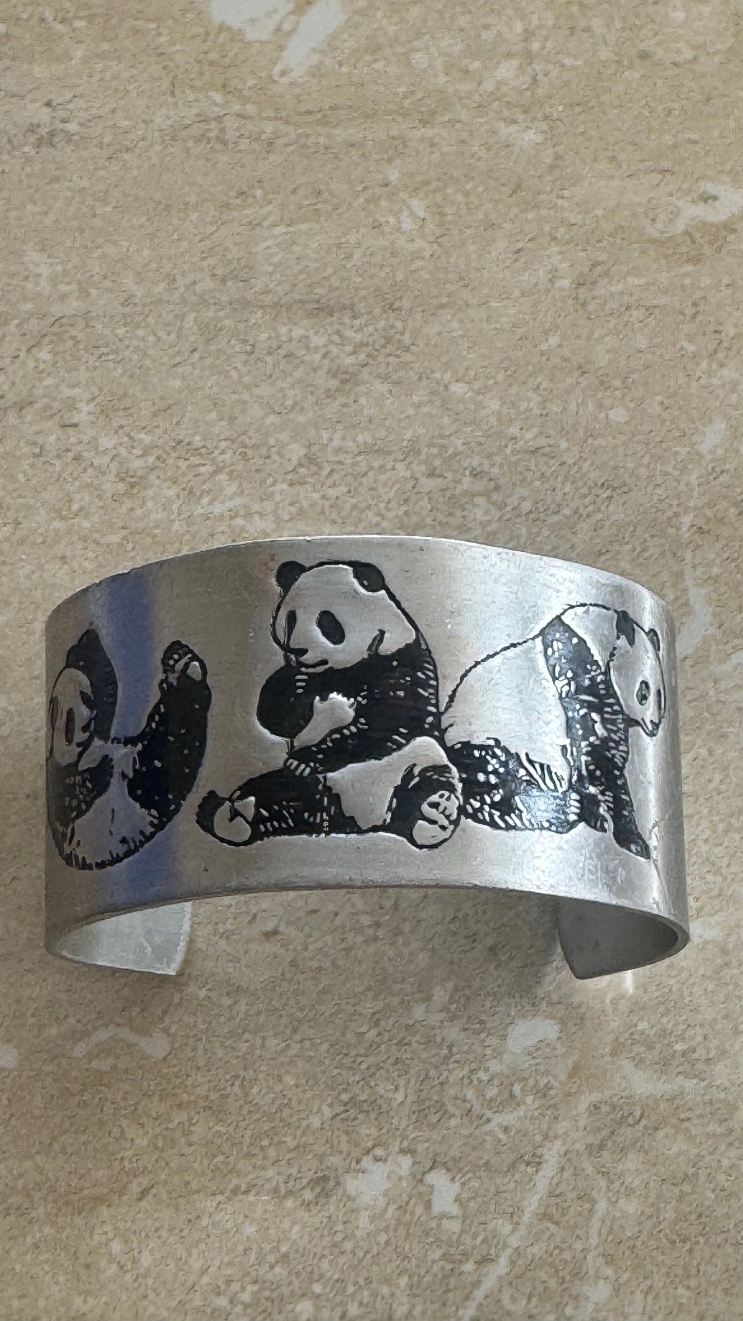 Vintage panda designed cuff bracelet 2(1/4)” inch