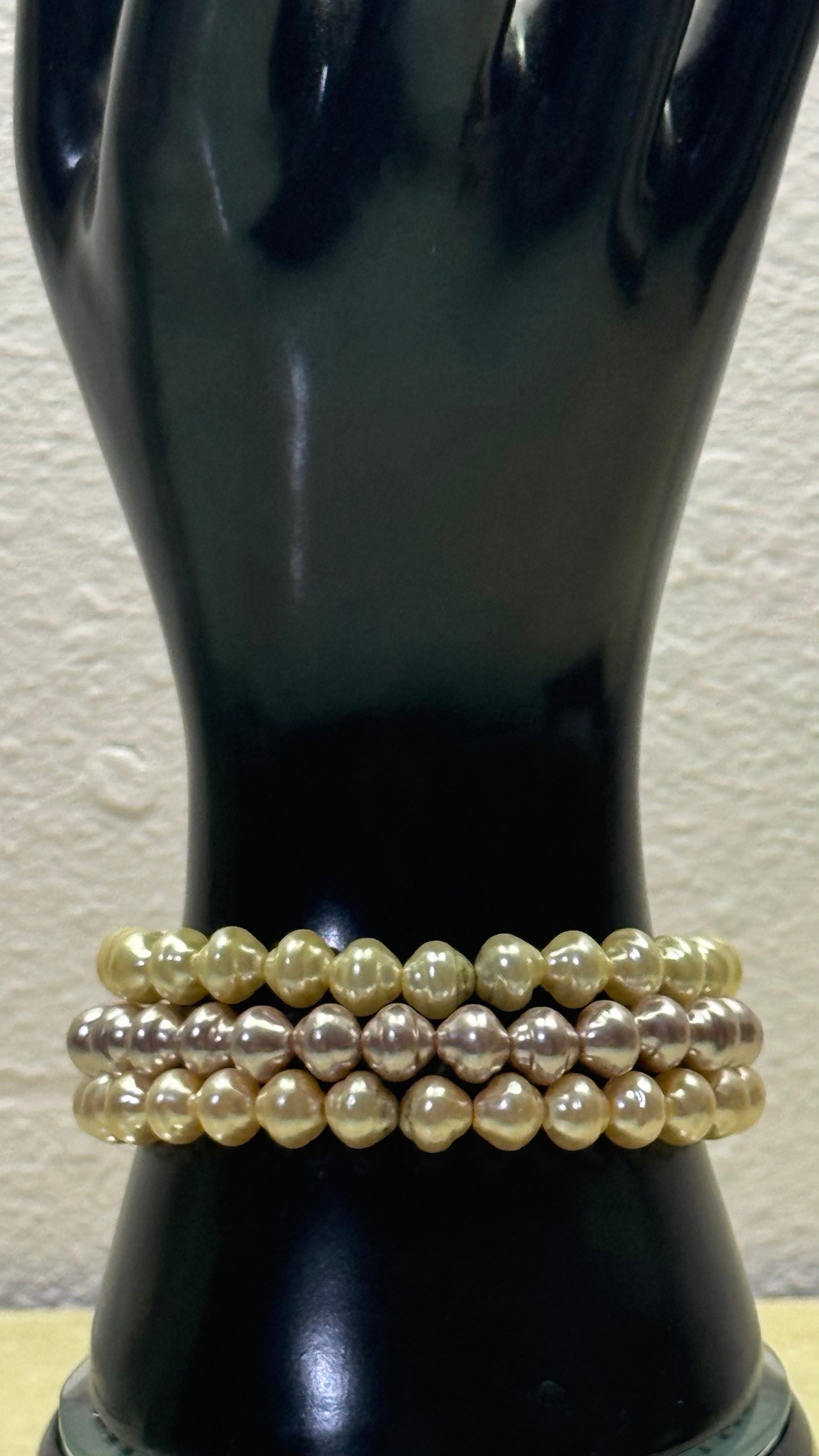 Multi-Color Triple Strand Cultured Pearl Bracelet