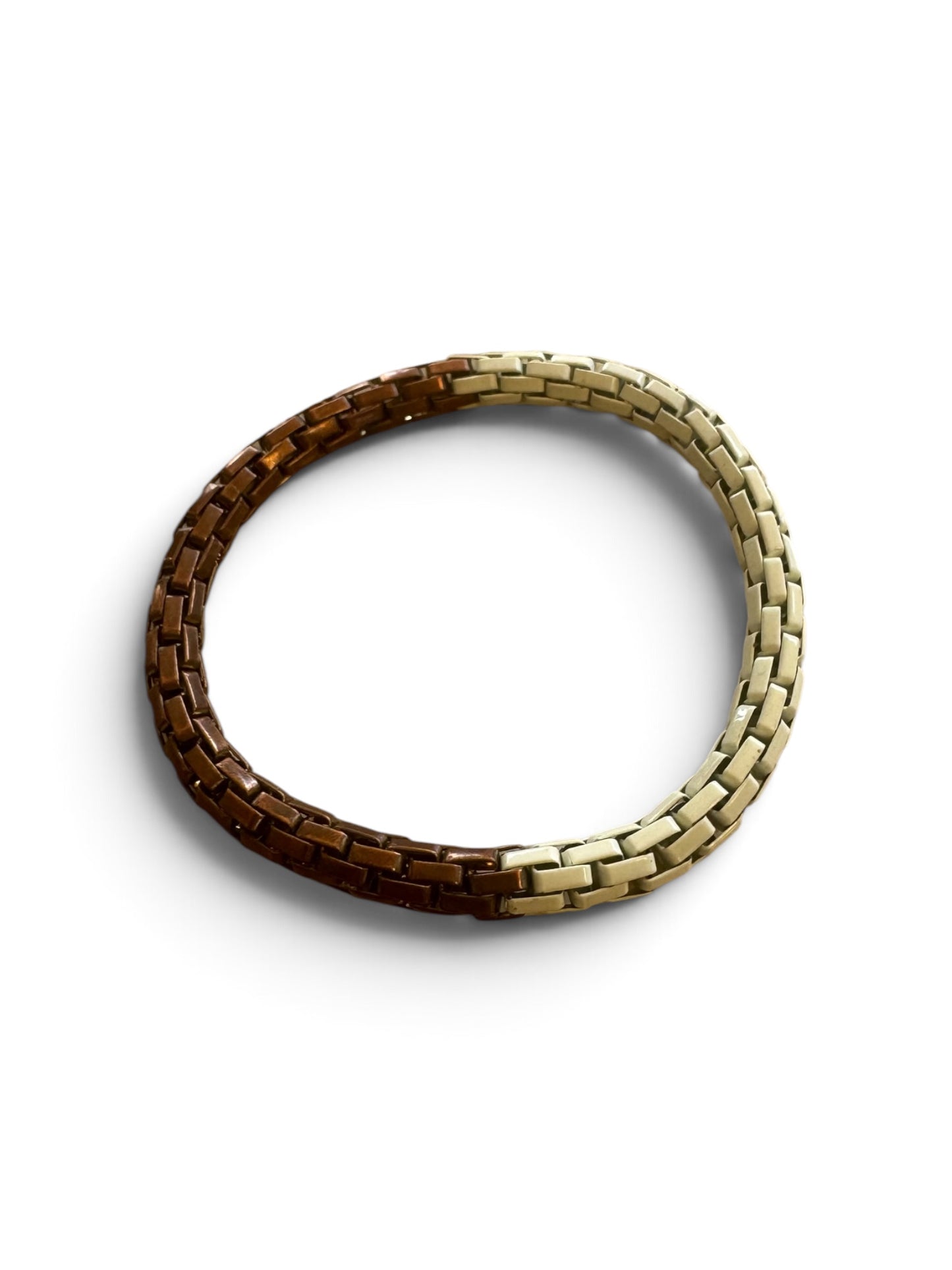 Two-Tone Brick-Link Stretch Bracelet