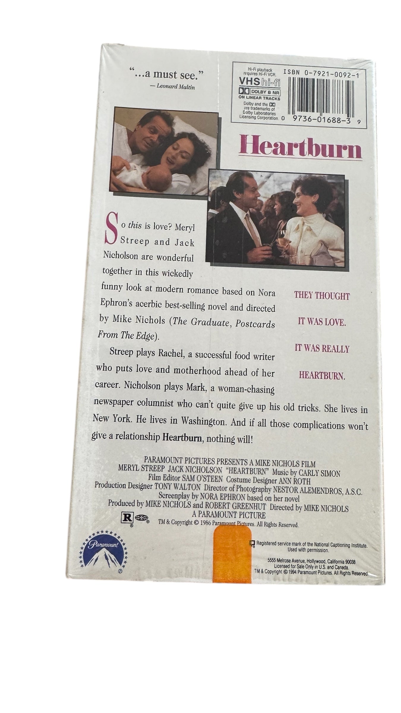Heartburn VHS (1986)