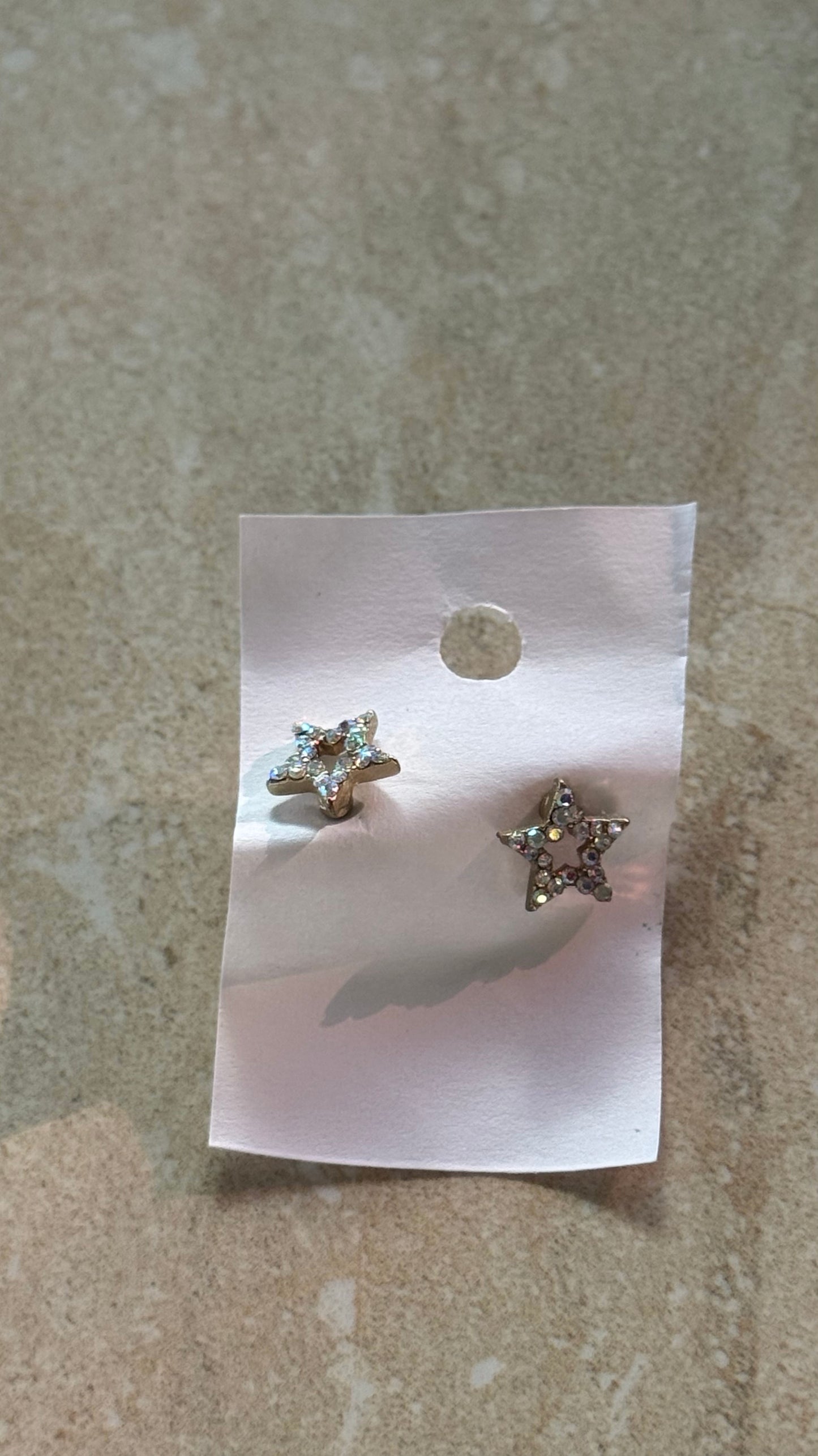 Forever 21 Gold Tone Cubic Zirconia Star Stud Earrings
